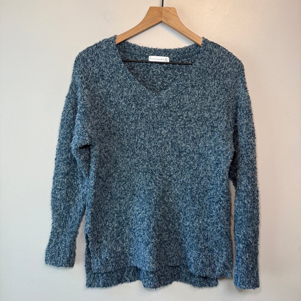 Retrology Women's V-neck Knit Tunic Sweater Top Blue Size Small